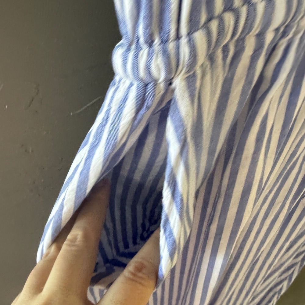 Beachlunchlounge‎ Blue White Striped Midi Dress Sleeveless Cutout  M Lagen Light - Picture 4 of 10